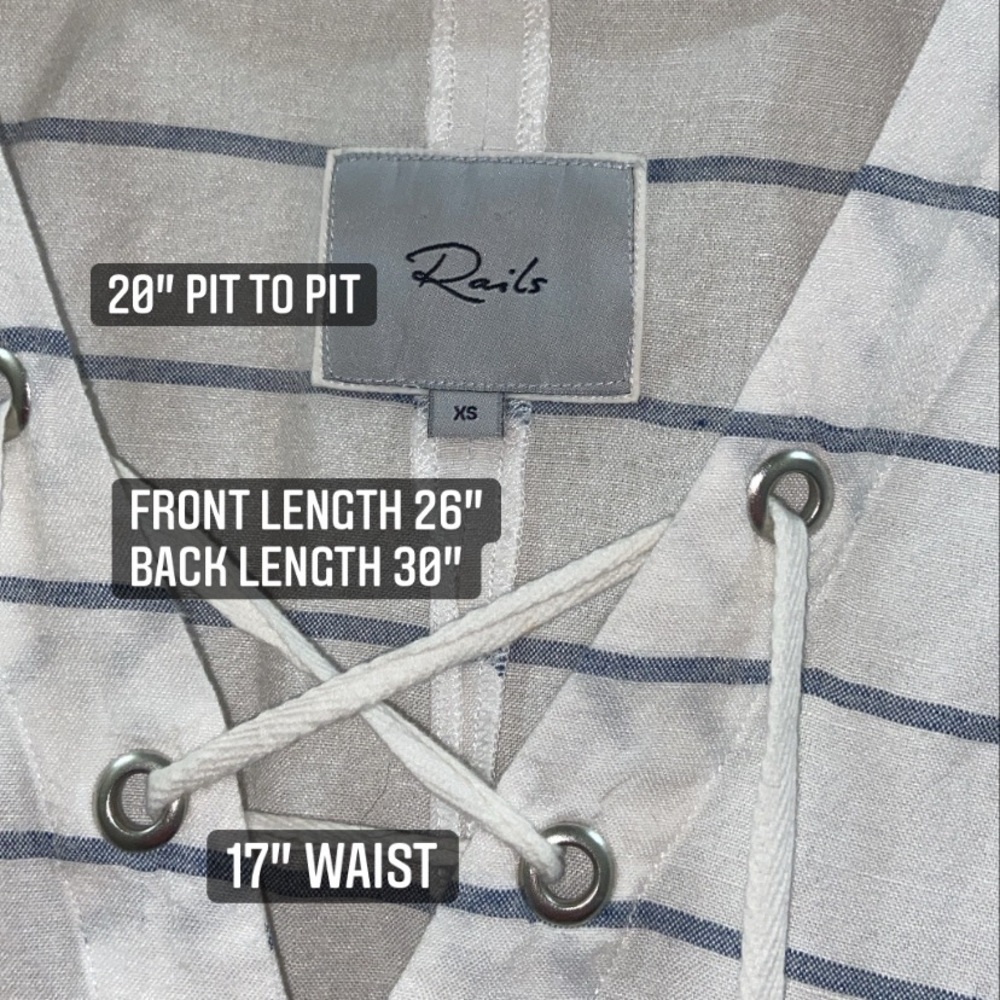 Rails Lily Positano Stripe Lace Up Linen Top Size… - image 4